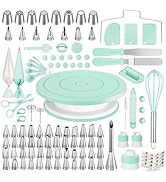 Kootek 158 Pcs Cake Decorating Kit with Cake Turntable, 64 Piping Tips, 50+2 Pastry Bags, Frostin...