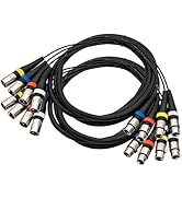 pegcabac 2Pack 4 Channel XLR Snake Cables 3FT, 4 Colored XLR Male to Female Microphone Patch Cabl...