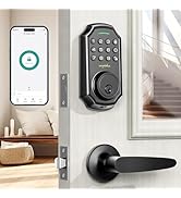 Keyless Entry Door Lock with 2 Handle Set - App Control Electronic Keypad Door Lock - 100 Code Ke...