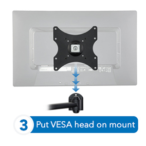Slide VESA plate onto mount