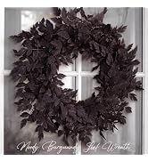 Fall Decor - Fall Wreaths for Front Door - 24 Inch Plum Cimicifuga Leaves Wreath - Autumn Harvest...