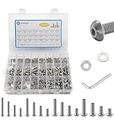 WZHUIDA 1080 Pcs M2 M3 M4 M5 Screw Assortment, Metric Hex Socket Button Head Cap Bolts, Stainless...