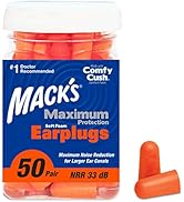 Mack’s Maximum Protection Soft Foam Earplugs – 50 Pair, 33 dB Highest NRR – Comfortable Ear Plugs...