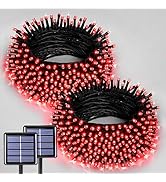 JMEXSUSS 2 Pack Red Solar Halloween Lights, Total 400 LED 151FT Red Solar Lights Outdoor Waterpro...
