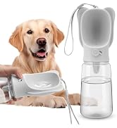Portable Dogs Water Bottle with Food Storage Container, Leakproof Drinking Water Dispenser Feeder...