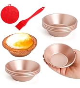 Quyimy 8 Pack Egg Tart Molds, Non-Stick Tartlets Dessert Mold Pans, Mini Tiny Pie Carbon Steel Mu...