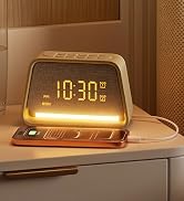 Vivilumens Dual Alarm Clock Wooden 20 White Noise Sound Machine | Gentle Wake Up Light Sleeping D...