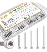 VGBUY 298pcs M4 Screws Assortment, M4 Screws Bolts for 3D Printer DIY, Hex Socket Head Cap Screw ...