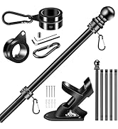 BONWIN Black Flag Pole Kit for Outside House, 6 FT Thickened Stainless Steel Wall Mount Flagpole ...