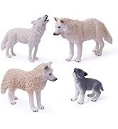 4pcs Wolf Toy Figurines Set Arctic Wolf Animal Figures White Wolf Family Cake Topper Toy Gift for...