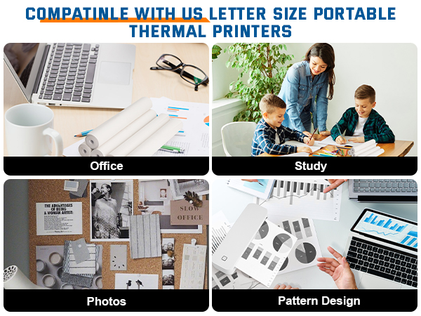 Thermal Printer Paper 8.5&amp;#39;&amp;#39;x11&amp;#39;&amp;#39; US Letter Size, 4 Rolls BPA free Quick-Dry Thermal Printer Paper