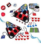 SCORE NN' Hole All-in-1 Cornhole Style Game Set | Skipping Stones Swimming Pool Cornhole Game | C...