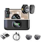 2 Pcs Professional Wireless Lavalier Microphone for iPhone iPad Android with Adapter Included Noi...