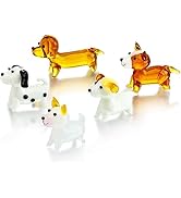H&amp;D HYALINE &amp; DORA 5 Pack Hand Blown Glass Dog Figurines,Miniature Dog Figurines Sets,Blown Glass...