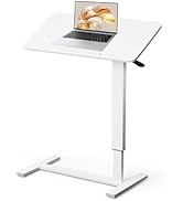 OUKMIC Mobile Standing Desk Portable Pneumatic Laptop Rolling Cart Adjustable Height, 26"-37" Til...