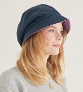 CHARM Women Cotton Sun Hat - Organic Summer Bucket Reversible Chemo Cap Foldable