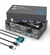 USB 3.0 HDMI KVM Switch 2 Monitors 2 Computers, 4K@60Hz KVM Switches for 2 Computers Sharing 2 Mo...