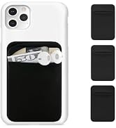 Zemexy 3Pack Cell Phone Card Holder Pocket Sticker Stretchy Cloth for Back of Phone with Flap Cre...