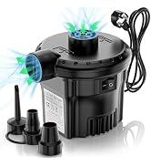 HUGERSTONE Electric Air Pump for Inflatables, Portable Air Mattress Pump, AC 110V-120V Quick-Fill...