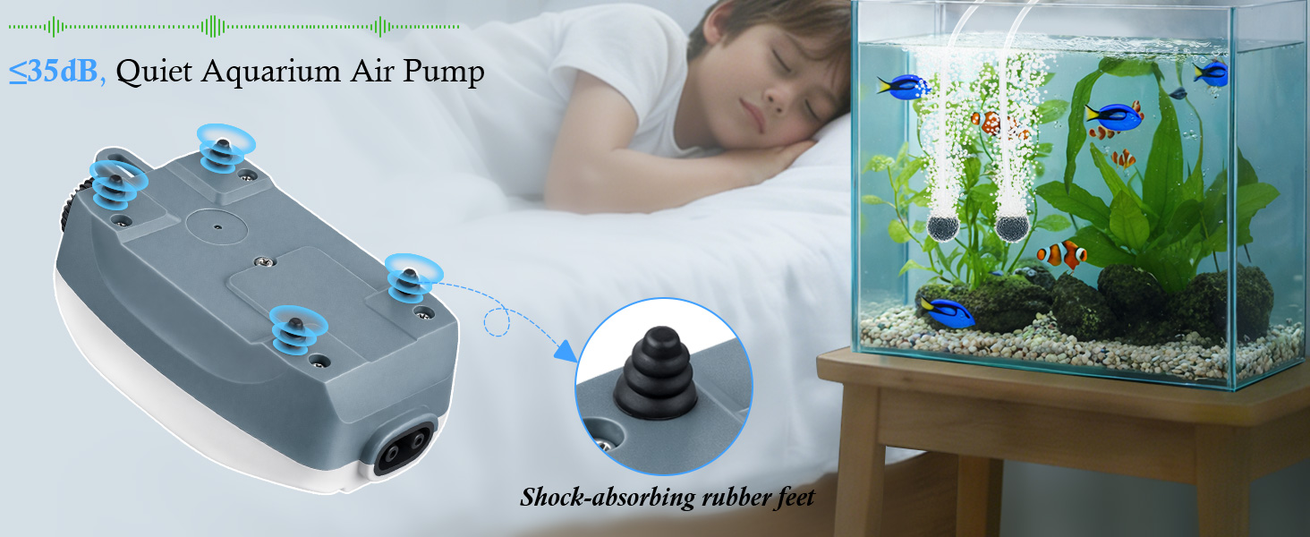 Quiet aquarium air pump