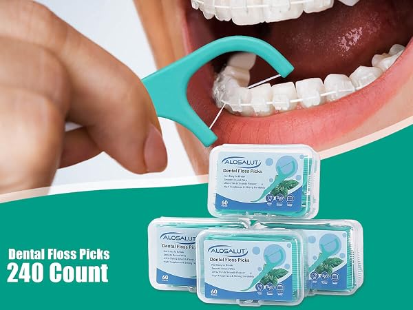 Alosalut PepperMint Dental Floss Picks 240 Count