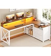 SEDETA Farmhouse L Shaped Desk, 55