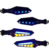 MOXRUQ 4-Pack LED Motorcycle Turn Signals, Universal Arrow Flowing Blinkers with Daytime Running ...