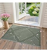 LIVEBOX Green Front Door Mat, Washable Kitchen Rug Cotton Woven Doormat,Small Area Rug for Entryw...