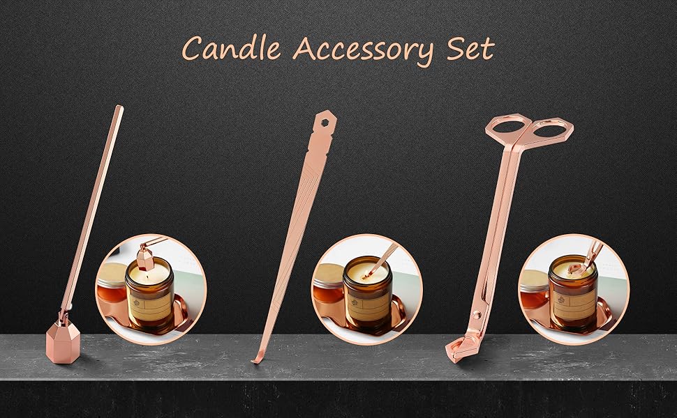 Candle Accessory Set,Wick Trimmer,Candle Snuffer,wick dipper,candle accessories,candle care kit