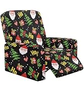Doojoayie Christmas Tree &amp; Santa Cover for Recliner Chair Stretch Waterproof Christmas Chair Cove...
