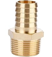 U.S. Solid Brass Hose Fitting, Adapter, 3/4" Barb x 3/4" NPT Male Pipe Fittings