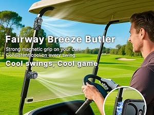 Magnetic-mounted portable fan delivers steady cooling airflow on golf carts
