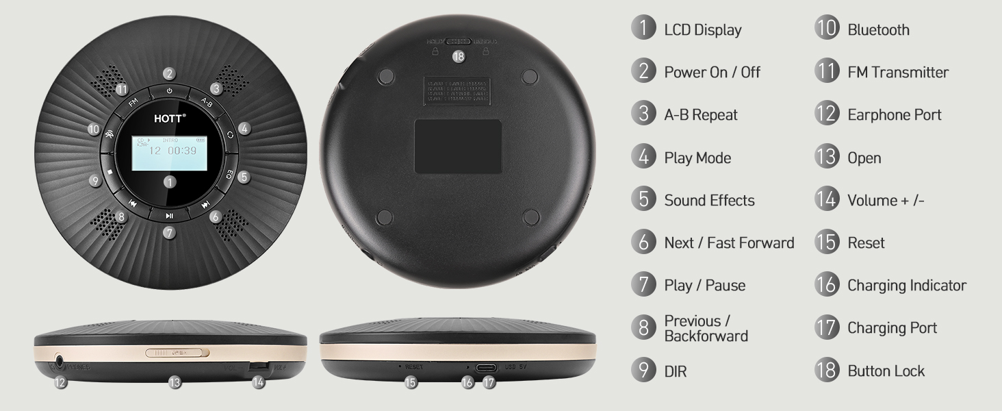 HOTT CD Player Portable