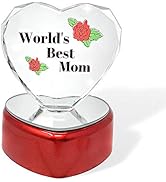 BANBERRY DESIGNS World's Best Mom Lighted Heart - Light Up LED Crystal Heart - Etched Rose Design...