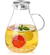 UNBREAKABLE - 1 Gallon Glass Pitcher – 3800ml Heat-Resistant Borosilicate Water Jug with Stainles...