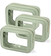 YOPCDJ 3PCS Clear Toiletry Bag,TSA Approved Travel Makeup Pouch with Zipper for Cosmetics and Toi...