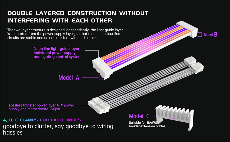 2x8 Pin ARGB PC Cables