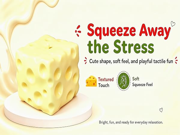 Cheese-Shaped Coconut Oil Stress Squishy Ball-Soft Jelly with a Bubblegum Texture,Slow-Rising Fidget
