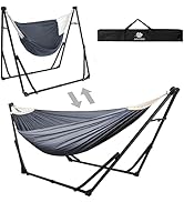 Anyoo 2 in 1 Hammock and Swinging Chair with Collapsible Steel Stand &amp; Carrying Case,Portable &amp; A...