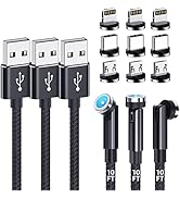 Magnetic Charging Cable [3-Pack,10FT/10FT/10FT] 540° Rotating Magnetic Phone Charger 3-in-1 Magne...
