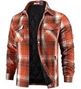 COOFANDY Men's Flannel Shirt Jackets Quilted Lined Plaid Jacket Long Sleeve Button Down Thick Win...