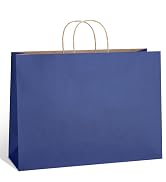 SHOPDAY Navy Blue Paper Bags with Handles 16x6x12, 25 Pack Large Kraft Paper Bags Bulk, Tote Bags...