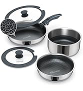 Ciwete 6-Piece Hybrid Stainless Steel Pots and Pans Set Non Stick, Tri-Ply Stainless Steel Cookwa...