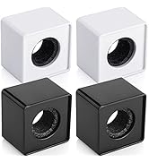 Facmogu 4PCS Black &amp; White Microphone Flag Station, Portable Square Cube Shaped Interview Mic Fla...