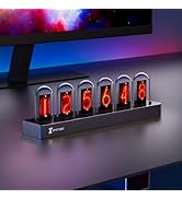 hnlife Nixie Tube Clock, Neon Glow Tube Clock, Digital Photo Upload, Mobile App Control, Display ...
