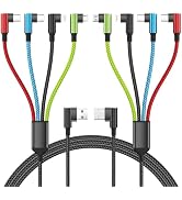 Travel Essentials 90 Degree Multi Charging Cable [2Pack 5FT], Right Angle 4 in 1 Charging Cable, ...