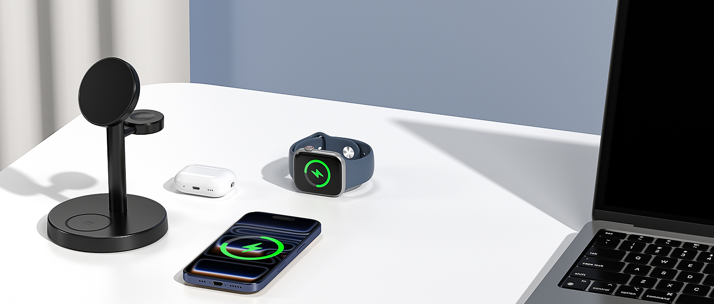 magsafe charger stand 3 in 1 charging station apple wireless iphone 17 16 15 14 13 12 watch airpods