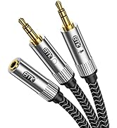 EMK Headphone Mic Splitter, Audio Splitter 3.5mm Female to 2 Dual 3.5mm Male Aux Splitter Headset...