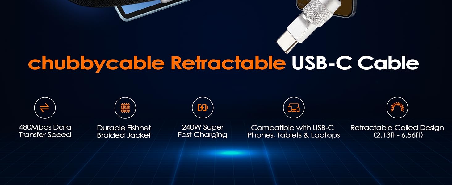 chubbycable Retractable USB-C Cable