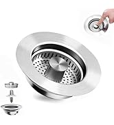 ChicHomey Kitchen Sink Drain Strainer 3-in-1,Pop-Up Stopper &amp; Anti-Clogging Basket - 304 Stainles...